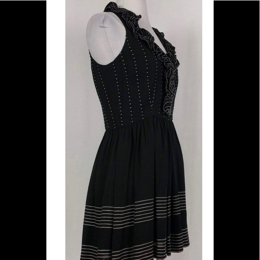 Kate Spade Black Dress White Stitching Silk sz 4 - Picture 2 of 8